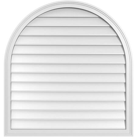 Ekena Millwork Round Top Surface Mount PVC Gable Vent w/ 2"W x 1-1/2"P Brickmould Frame, 38"W x 40"H GVPRT38X4002SN